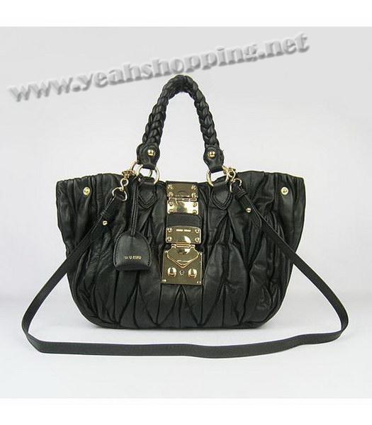 Miu Miu Small Coffer Handbag Black Lambskin-3