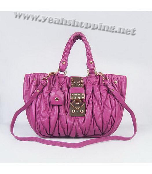 Miu Miu Small Coffer Handbag Fuchsia Lambskin-3