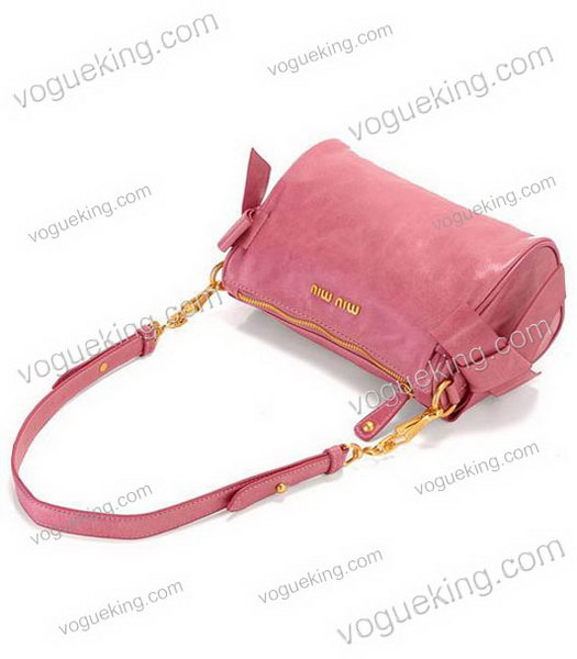 Miu Miu Small Imported Female Light Pink Red Oil Wax Leather Shoulder Bag-3