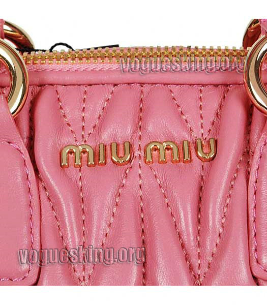 Miu Miu Small Peach Matelasse Lambskin Leather Handbag-6