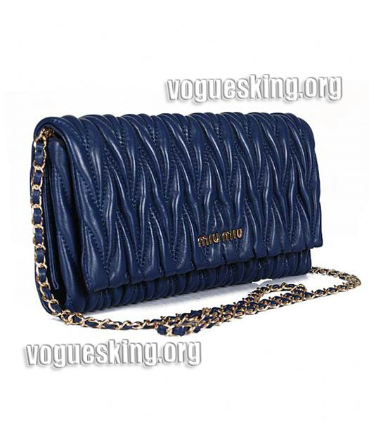 Miu Miu Small Shoulder Bag In Sapphire Blue Matelasse Lambskin Leather-1