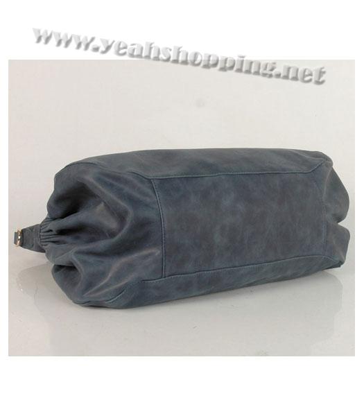 Miu Miu Small Suede Shopping Bag Blue Oil Leather-2