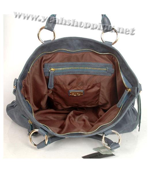 Miu Miu Small Suede Shopping Bag Blue Oil Leather-3