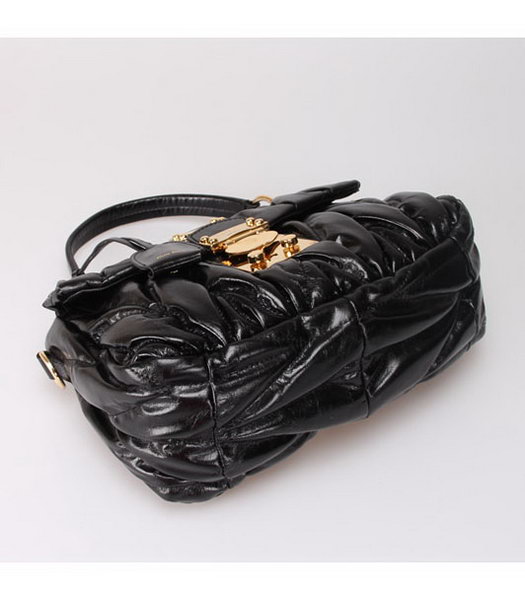Miu Miu Small Tote Handbags Black Oil Leather-4