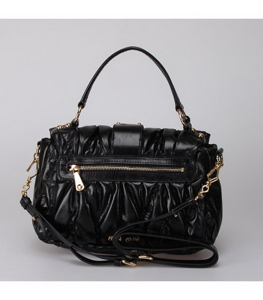Miu Miu Small Tote Handbags Black Oil Leather-6