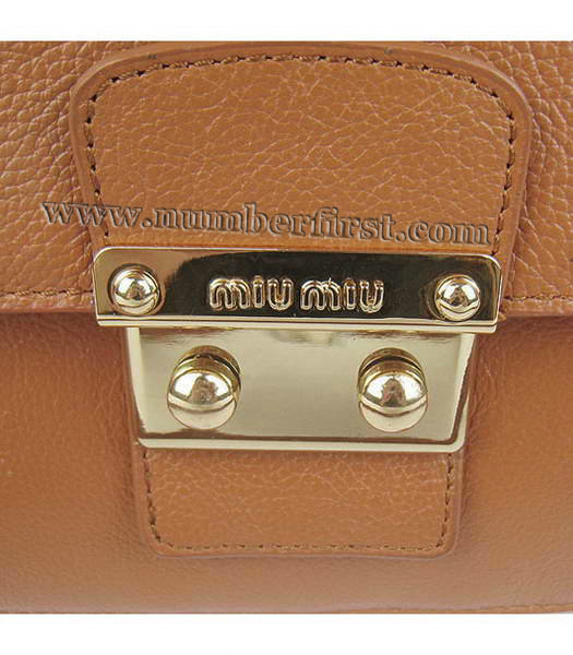 Miu Miu Small Tote Message Bag in Earth Yellow Cow Leather-5