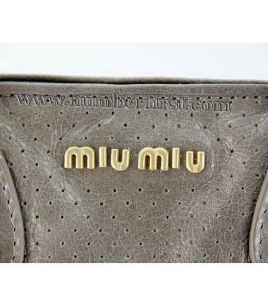 Miu Miu Tote Bag in Silver Grey Oil Skin Leather-3
