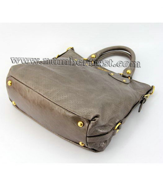 Miu Miu Tote Bag in Silver Grey Oil Skin Leather-4