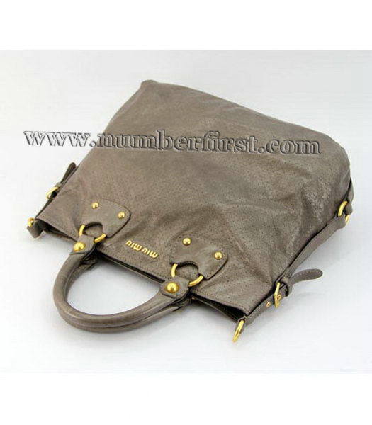 Miu Miu Tote Bag in Silver Grey Oil Skin Leather-5