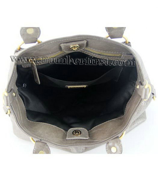 Miu Miu Tote Bag in Silver Grey Oil Skin Leather-6