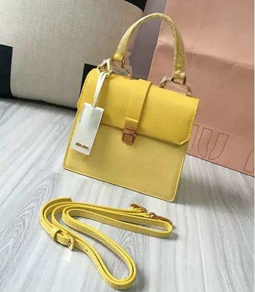 Miu Miu Yellow Original Leather Top Handle Bag