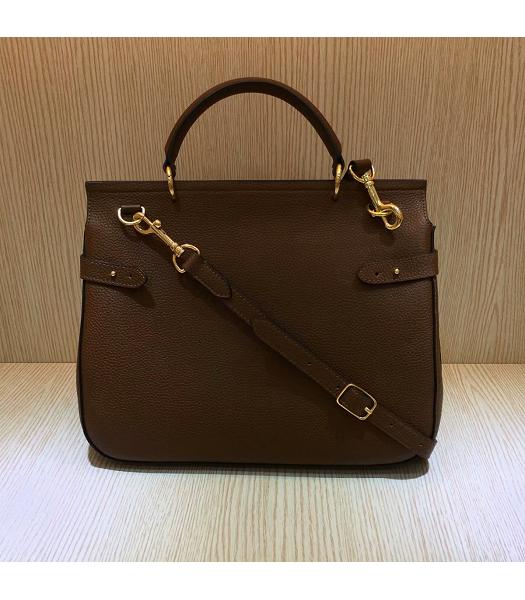 Mulberry Amberley Light Coffee Litchi Veins Leather 32cm Tote Shoulder Bag-1