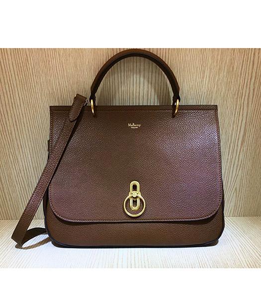 Mulberry Amberley Light Coffee Litchi Veins Leather 32cm Tote Shoulder Bag