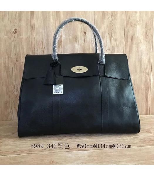 Mulberry Bayswater Black Plain Veins Leather 50cm Oversize Bag