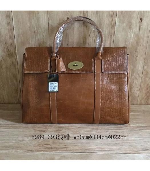 Mulberry Bayswater Light Coffee Croc Veins Leather 50cm Oversize Bag