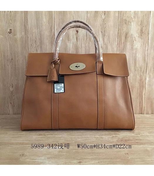 Mulberry Bayswater Light Coffee Plain Veins Leather 50cm Oversize Bag