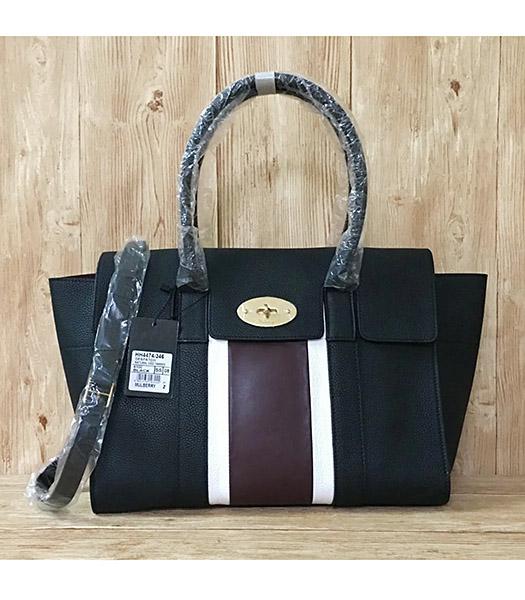 Mulberry Bayswater Web Black Litchi Veins Leather 37cm Tote Bags