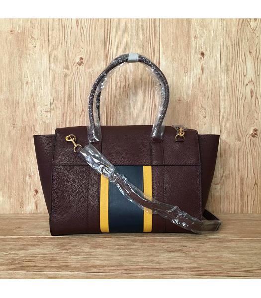 Mulberry Bayswater Web Jujube Litchi Veins Leather 37cm Tote Bags-6