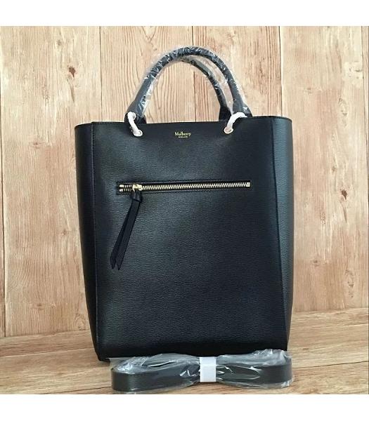 Mulberry Black&Green Plain Veins Leather 31cm Tote Bag-5