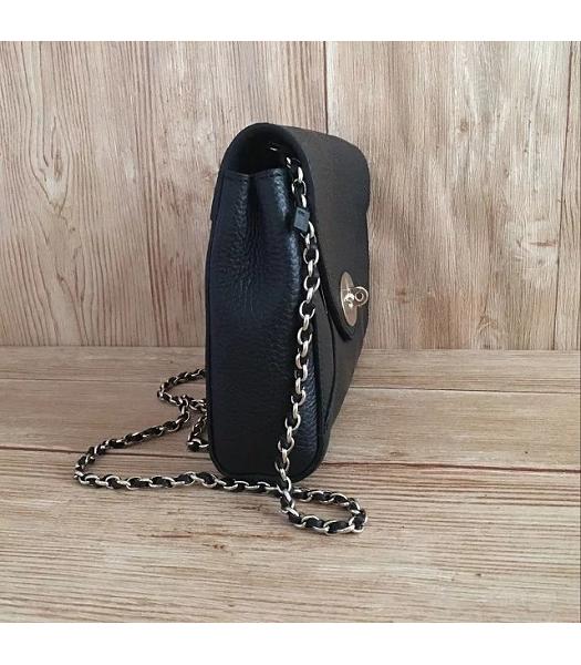 Mulberry Black Litchi Veins Leather Envelope Shoulder Bag Silver Chain-1