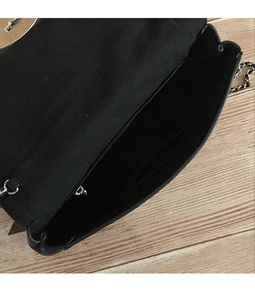Mulberry Black Litchi Veins Leather Envelope Shoulder Bag Silver Chain-4