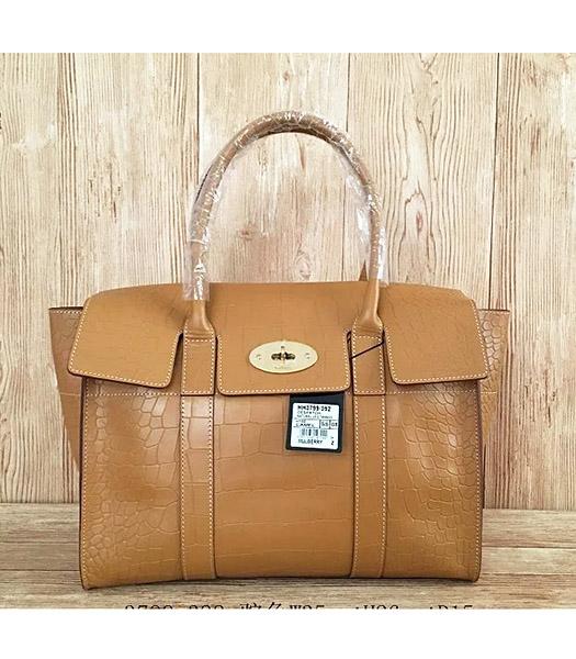 Mulberry Camel Croc Veins Leather 35cm Tote Bag