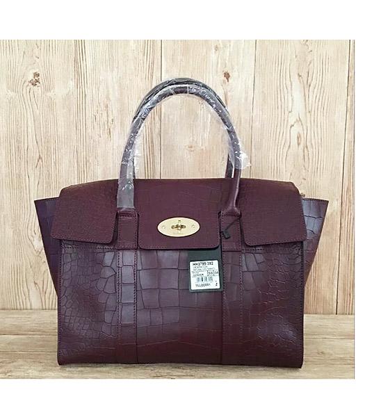 Mulberry Jujube Croc Veins Leather 35cm Tote Bag