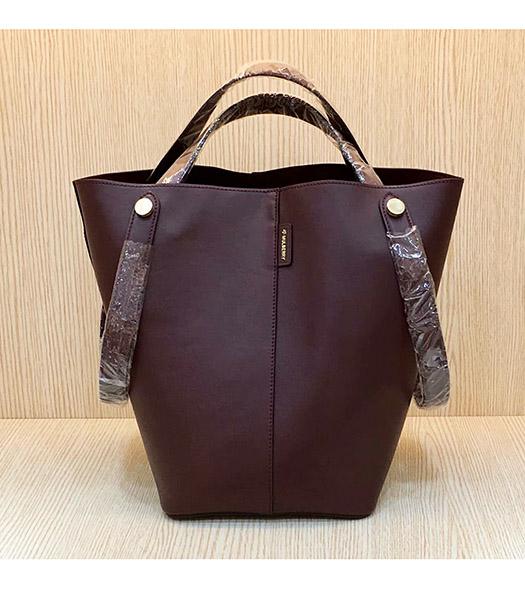 Mulberry Jujube Imported Plain Veins Calfskin Leather 23cm Tote Bucket Bag