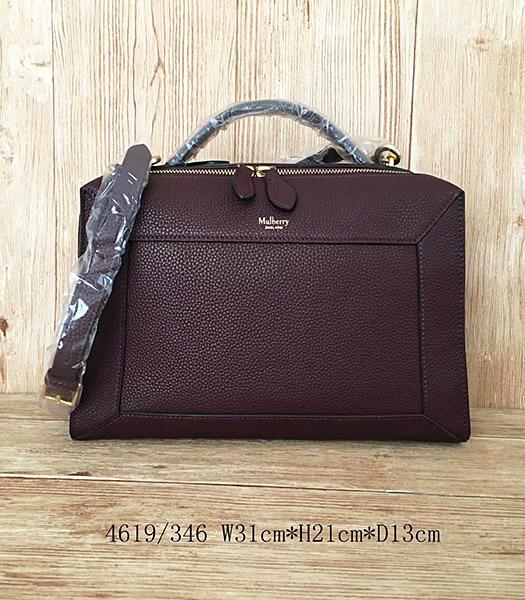 Mulberry Jujube Red Litchi Veins Leather Handle Bag