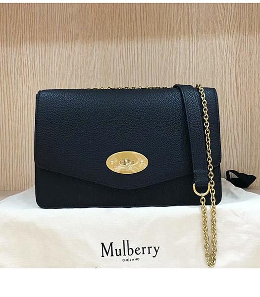 Mulberry Large Darley Black Litchi Veins Leather 28cm Shoulder Bag