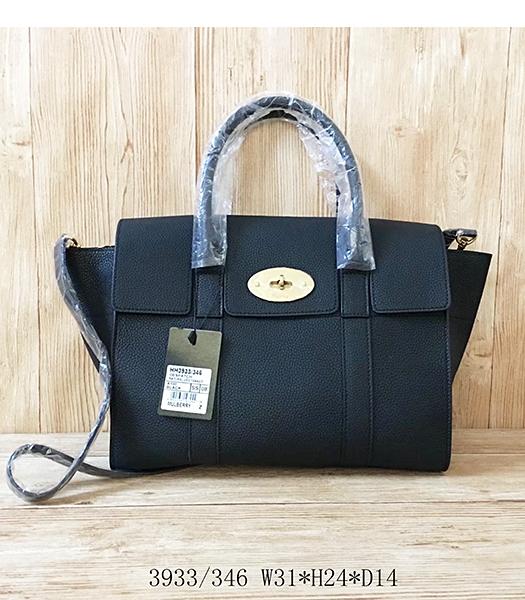 Mulberry Litchi Veins Black Leather Top Handle Bag