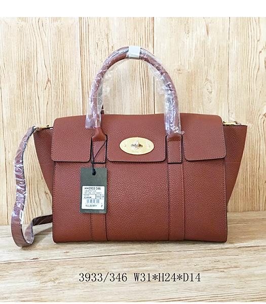 Mulberry Litchi Veins Earth Yellow Leather Top Handle Bag