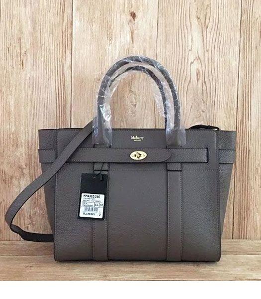 Mulberry Litchi Veins Leather Top Handle Small Bag Grey