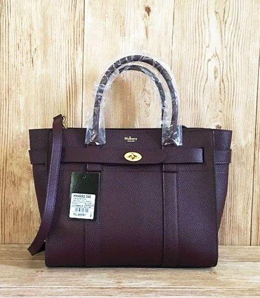 Mulberry Litchi Veins Leather Top Handle Small Bag Jujube Red