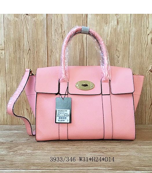 Mulberry Litchi Veins Pink Leather Top Handle Bag