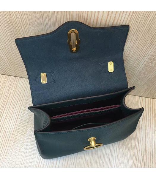 Mulberry Mini Seaton Dark Green Litchi Veins Leather Top Handle Shoulder Bag-3
