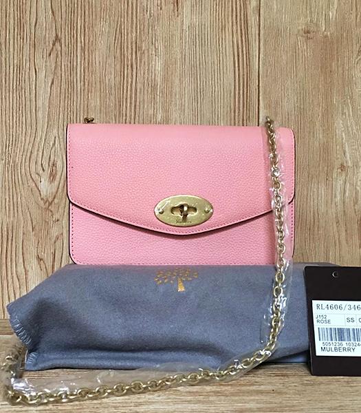 Mulberry Pink Litchi Veins Leather Golden Chains Bag