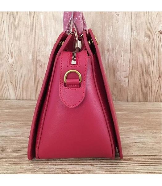 Mulberry Red Croc Veins Leather Top Handle Bag-5
