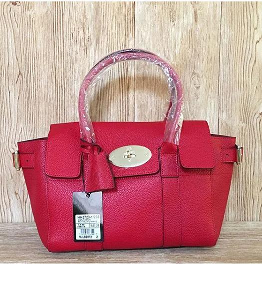 Mulberry Red Plain Veins Leather 28cm Tote Bag