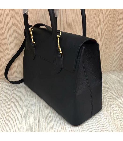Mulberry Seaton Black Litchi Veins Leather Top Handle Shoulder Bag-5