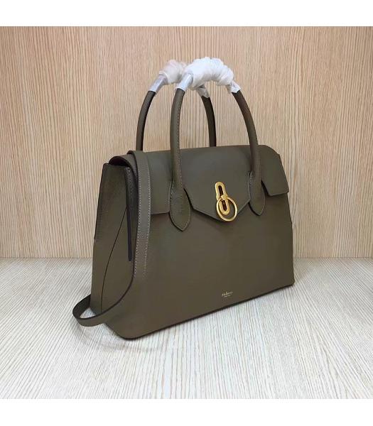 Mulberry Seaton Khaki Litchi Veins Leather Top Handle Shoulder Bag-1