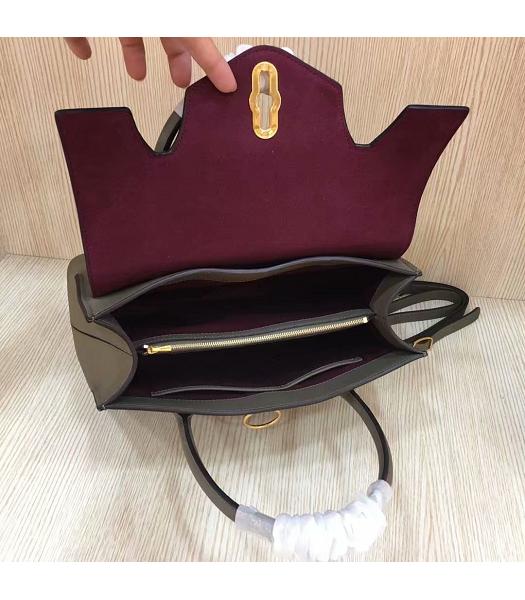 Mulberry Seaton Khaki Litchi Veins Leather Top Handle Shoulder Bag-3