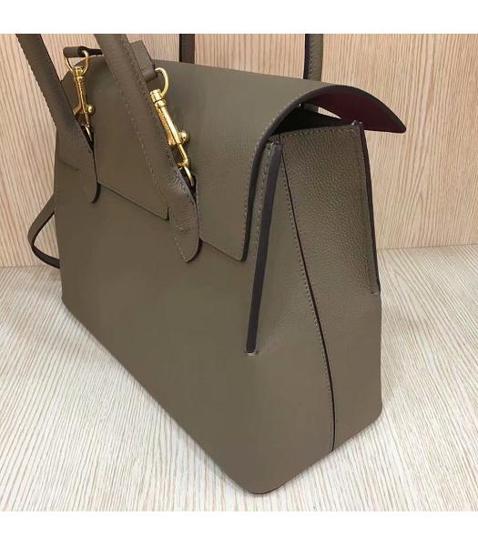 Mulberry Seaton Khaki Litchi Veins Leather Top Handle Shoulder Bag-5