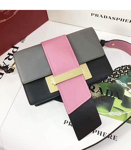 Prada 1BD068 Mixed Colors Original Leather Shoulder Bag Pink