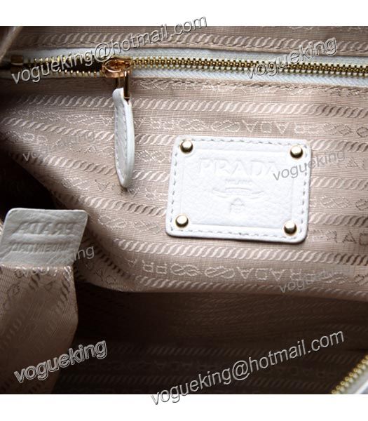 Prada Apricot Canvas with Offwhite Calfskin Leather Bag-5