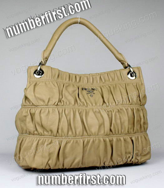 Prada Apricot Lambskin Leather Shoulder Bag-1