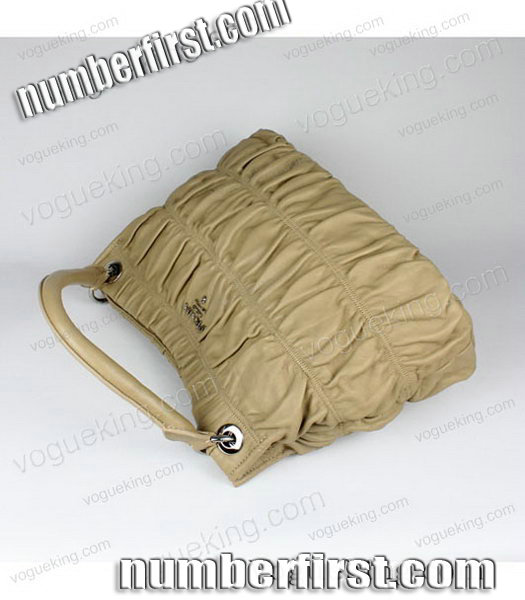 Prada Apricot Lambskin Leather Shoulder Bag-4
