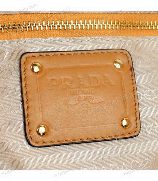 Prada Apricot Nappa Leather with Denim Fabric Tote Bag-6