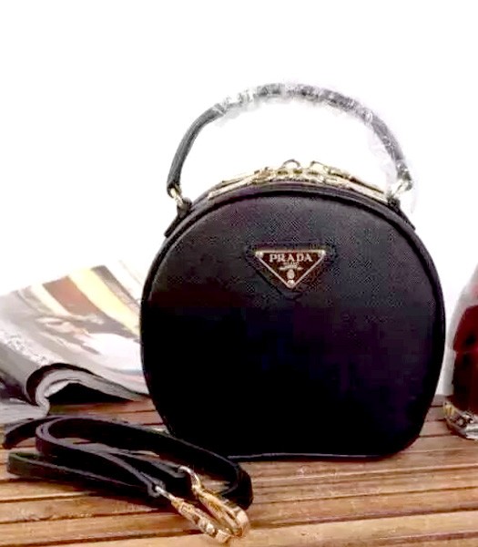 Prada BL0896 Saffiano Cross Veins Leather Mini Hobo Bag Black