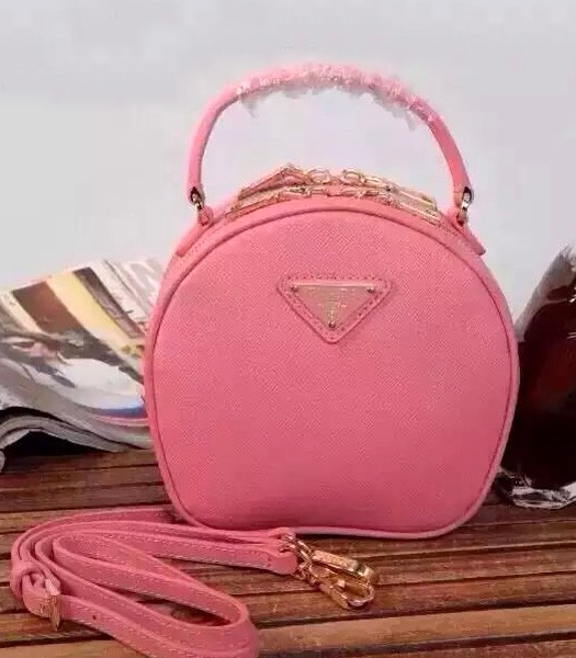 Prada BL0896 Saffiano Cross Veins Leather Mini Hobo Bag Cherry Pink
